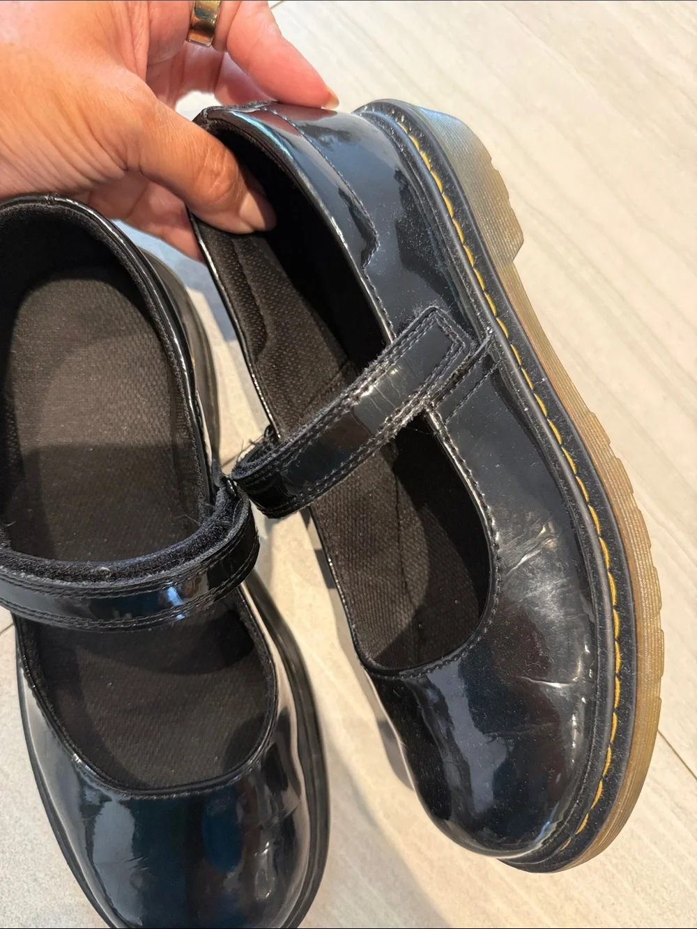 Dr. Martens Black Patent Mary Jane Kids Shoes